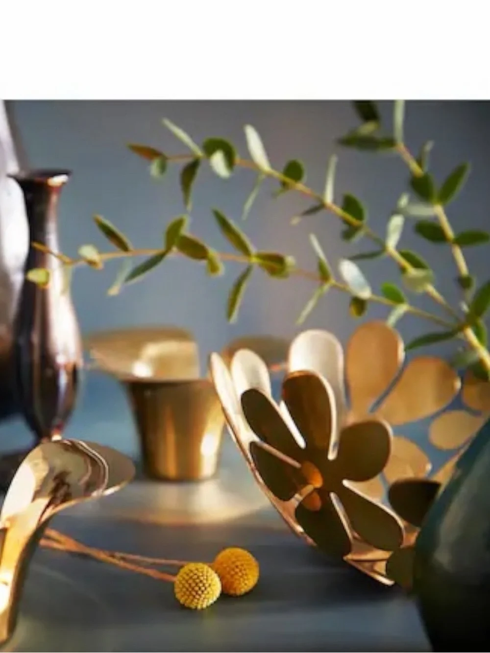 IKEA STOCKHOLM Gold Metal Floral Bowl | Monika Mulder Centerpiece Decor